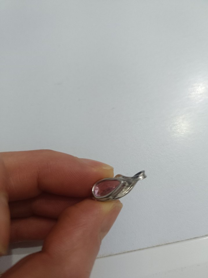 Gümüş Pembe Taşlı Kadın Kolye Ucu - Görsel 3