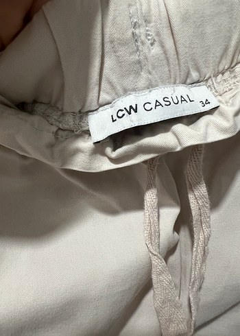 Kemerli Bej Keten Kadın Pantolon - Görsel 3