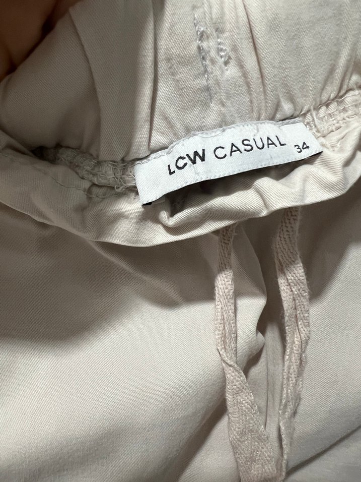 Kemerli Bej Keten Kadın Pantolon - Görsel 3