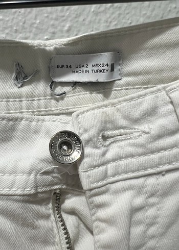 Beyaz Midi Boy Kadın Denim Pantolon - Görsel 3