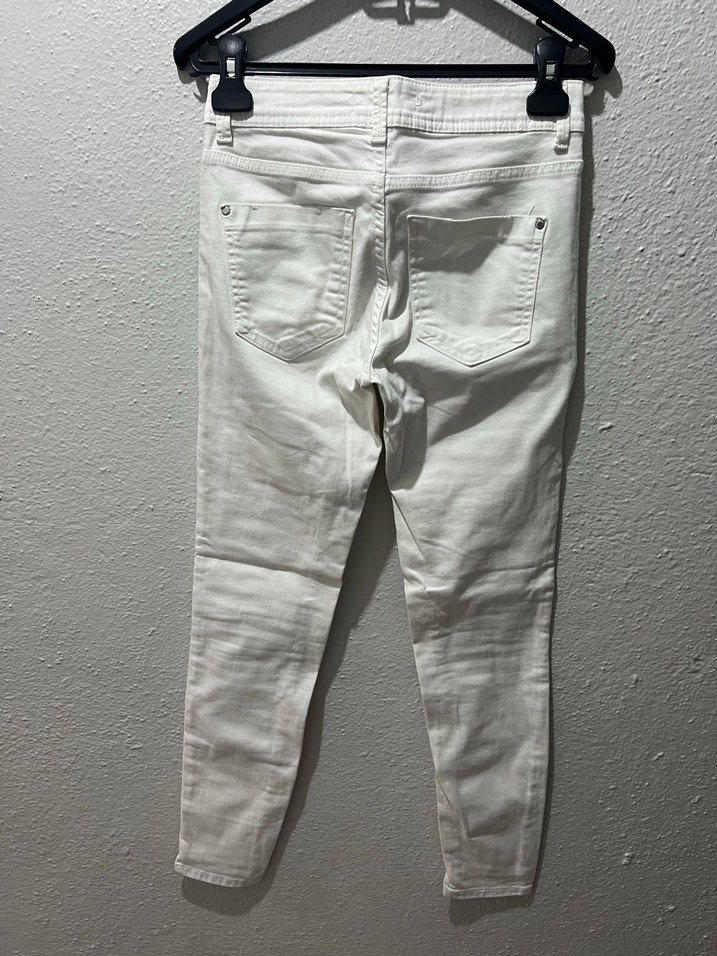 Beyaz Midi Boy Kadın Denim Pantolon - Görsel 2