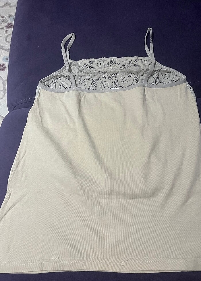 Kadın L xl dantelli krem atlet - Görsel 2