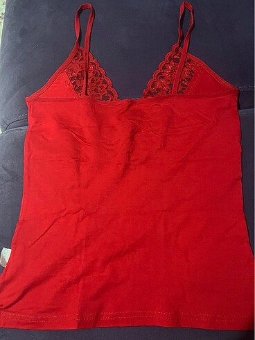 Kırmızı dantelli M L beden kadın atlet - Görsel 2