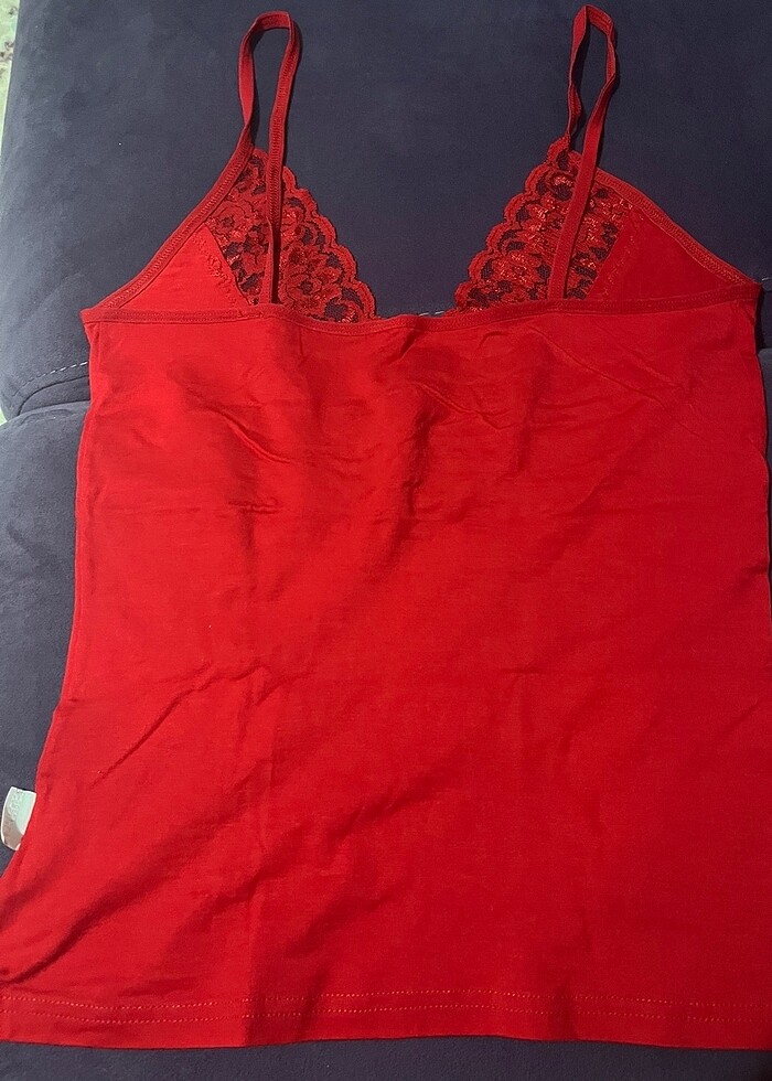 Kırmızı dantelli M L beden kadın atlet - Görsel 2