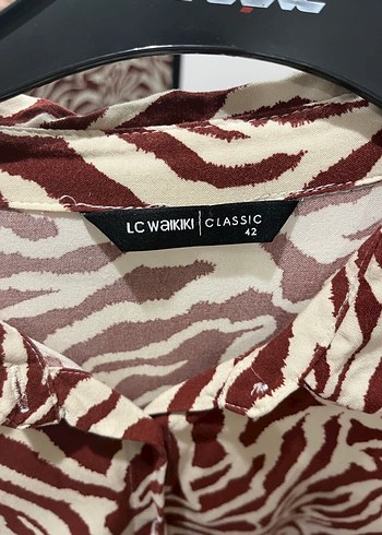 Kahverengi Zebra Desenli 42 beden gömlek - Görsel 3