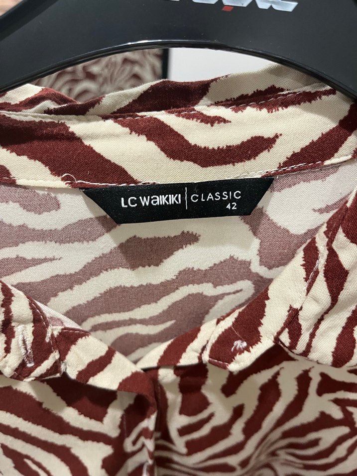 Kahverengi Zebra Desenli 42 beden gömlek - Görsel 3