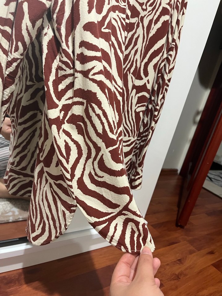 Kahverengi Zebra Desenli 42 beden gömlek - Görsel 2