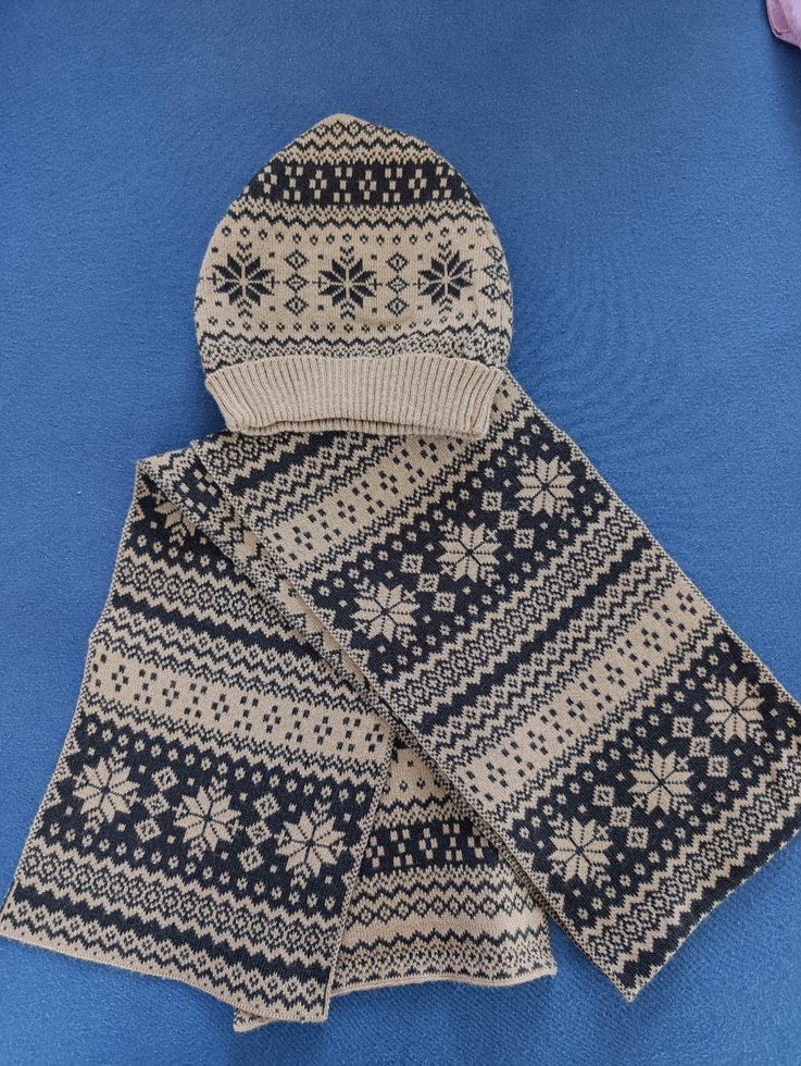 Nakışlı Bohem Örgü Bere ve Atkı Seti - Görsel 2