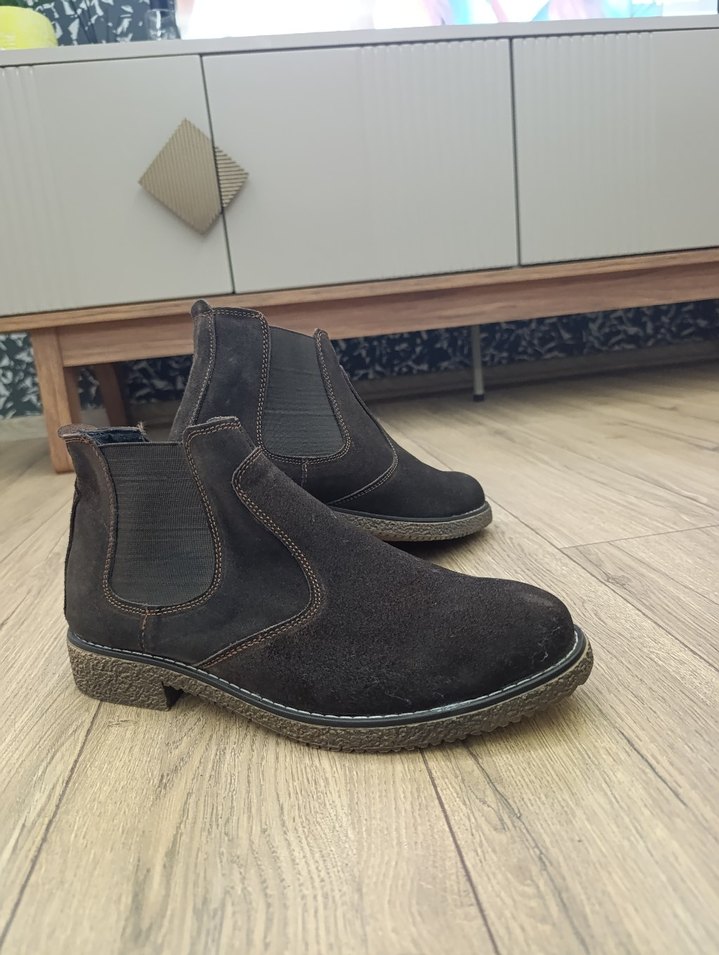 Kahverengi Erkek Süet Bot Velcro - Görsel 3