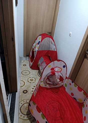 Renkli Kırmızı Oyun Parkı Çadır-Tünel-Havuz