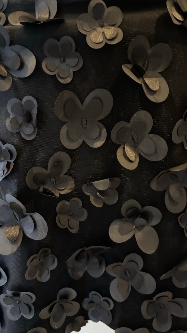 Siyah Çiçek Desenli Mini Etek - Görsel 2