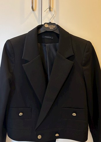 Düğmeli Siyah Kadın Midi Blazer - Görsel 2