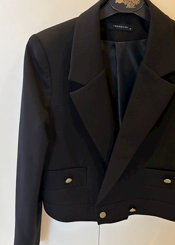 Düğmeli Siyah Kadın Midi Blazer - Görsel 4