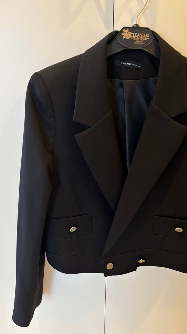 Düğmeli Siyah Kadın Midi Blazer - Görsel 4