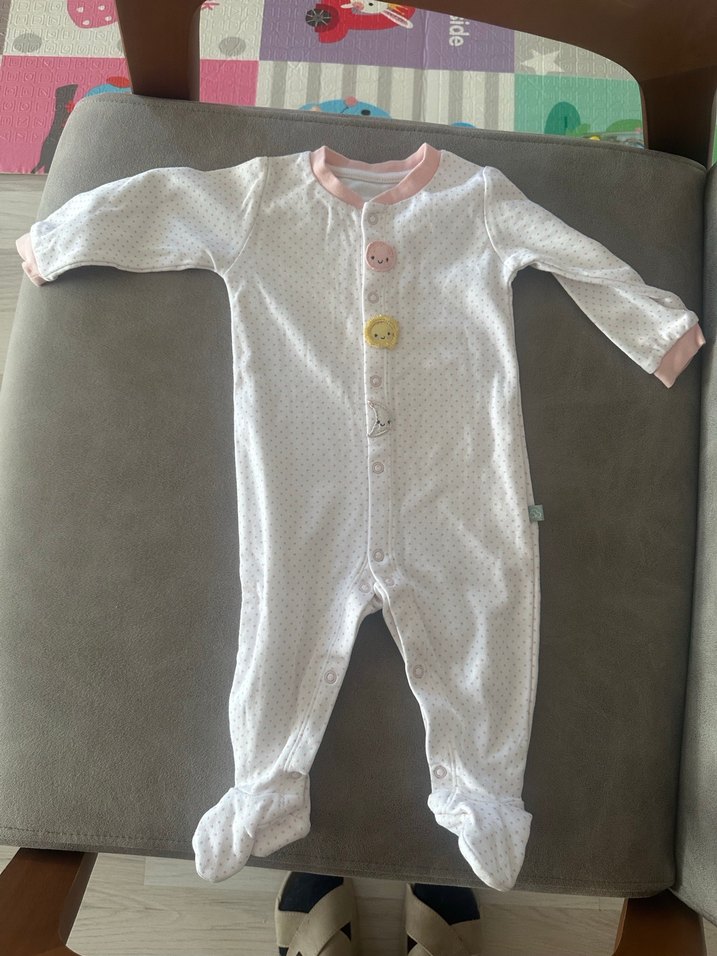 Bebek Tulumu Beyaz Pembe Puantiyeli - Görsel 2