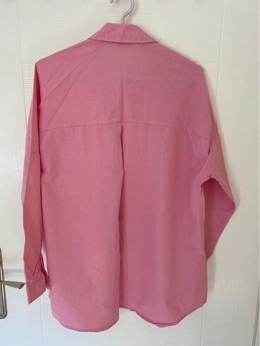 38 Beden Pembe oversize uzun basic gömlek