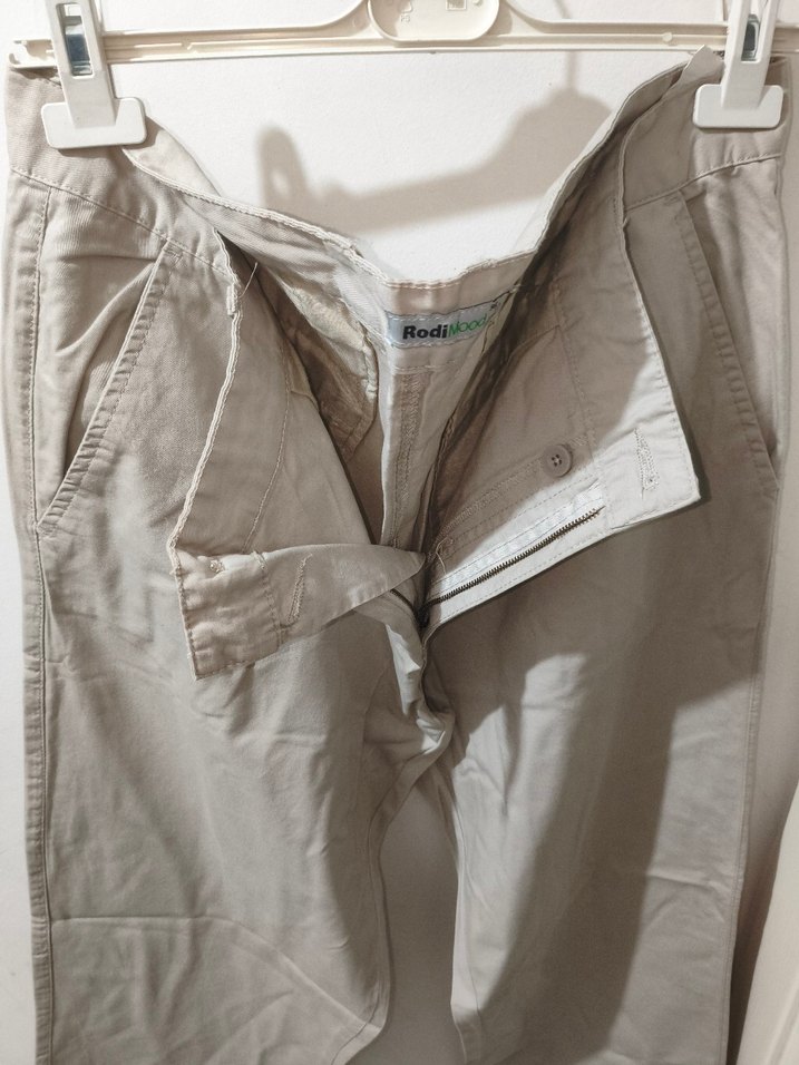 Bej Keten Erkek Pantolon Midi Boy - Görsel 2