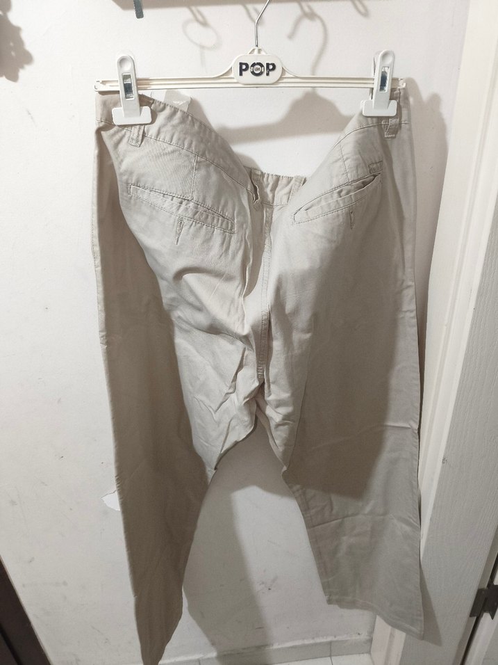 Bej Keten Erkek Pantolon Midi Boy - Görsel 3