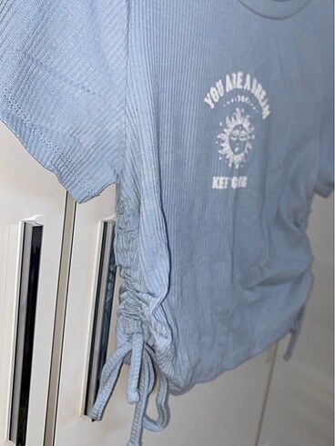l Beden mavi Renk Bebek mavisi yandan ipli crop