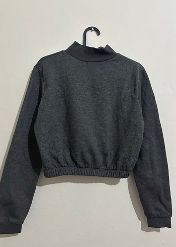 Kadın Gri Yüksek Yakalı Baskılı Sweatshirt - Görsel 2