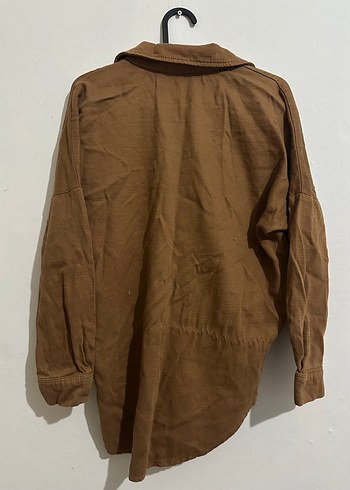 Düğmeli Kahverengi Kadın Gömlek - Görsel 2