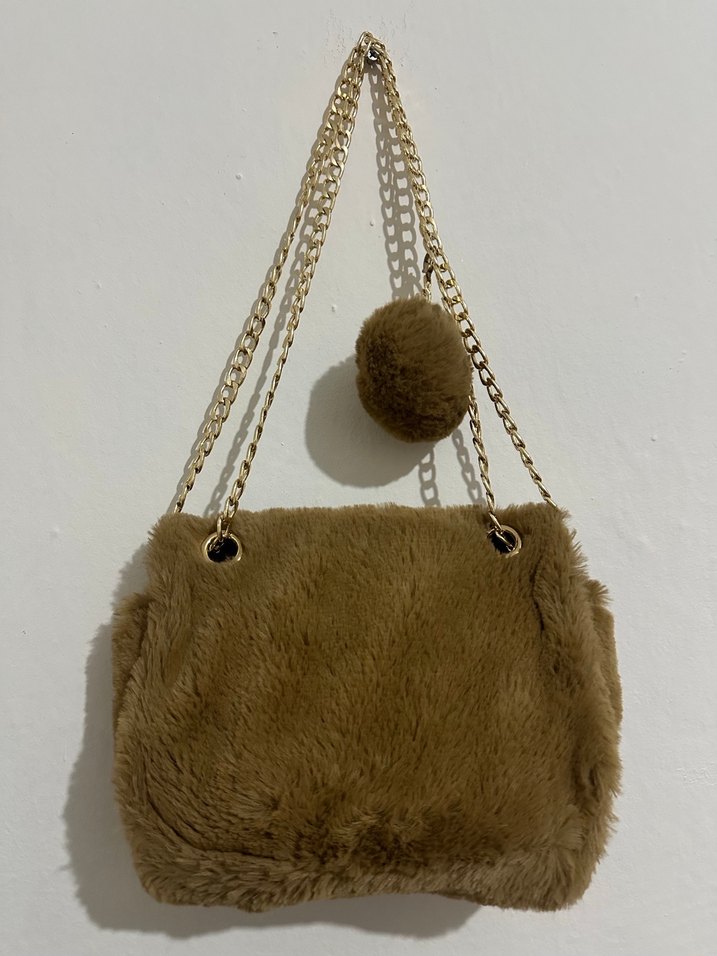 Kahverengi Kürklü Kadın  Çanta - Görsel 2