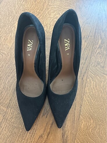 36 Beden Zara siyah süet stiletto