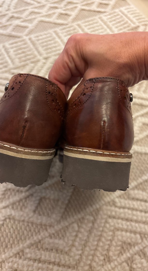 Kahverengi Deri Bağcıklı Kadın ayakkabısı - Görsel 3