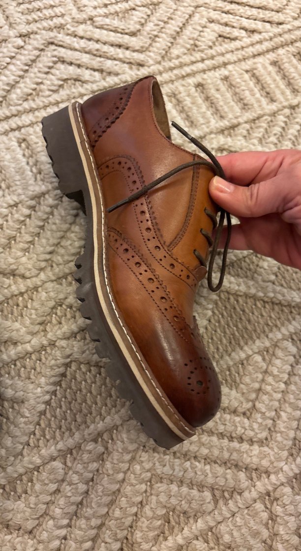 Kahverengi Deri Bağcıklı Kadın ayakkabısı - Görsel 5