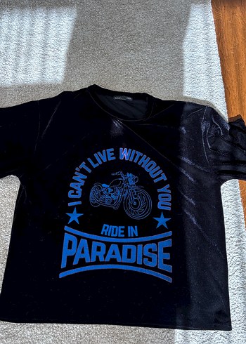 Siyah kadife parlak tshirt - Görsel 4