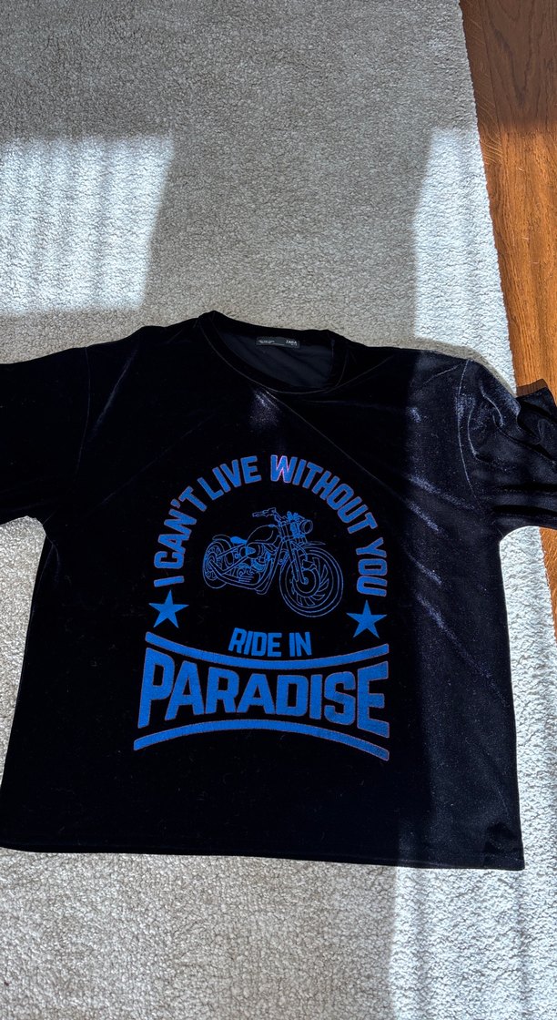 Siyah kadife parlak tshirt - Görsel 4