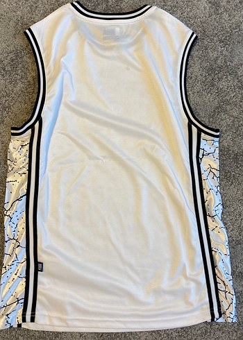 m Beden Erkek Beyaz Baskılı Kolsuz Basketbol Forması