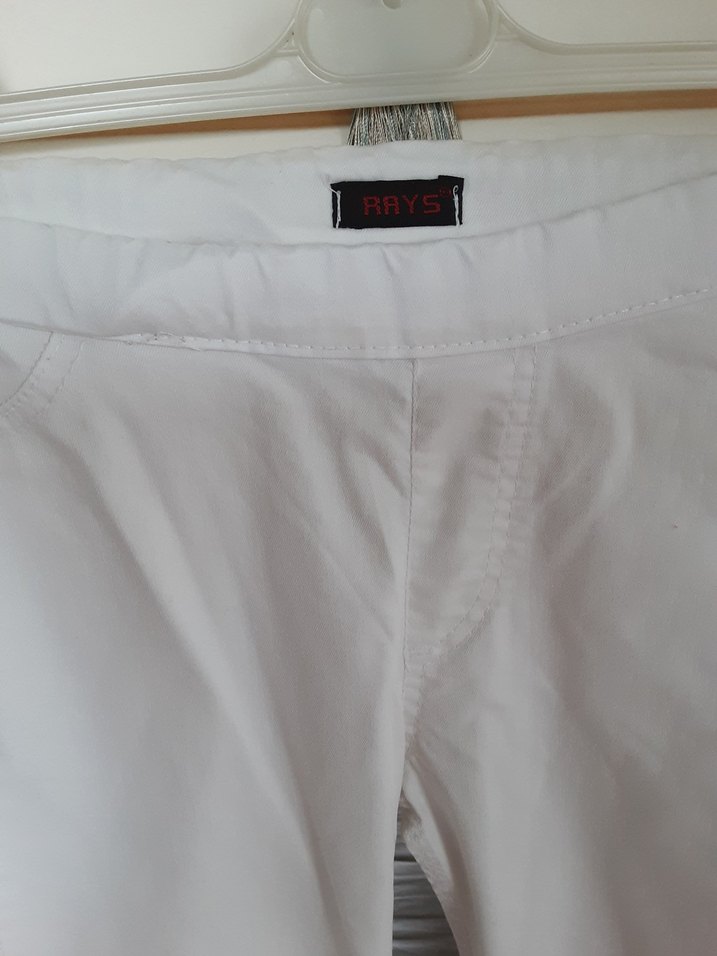 Kadın Beyaz Pamuklu Kumaş Pantolon - Görsel 2