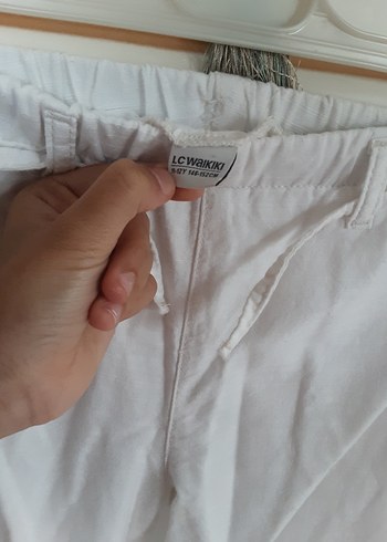 Kadın Beyaz Pamuklu Salaş Kumaş Pantolon - Görsel 3