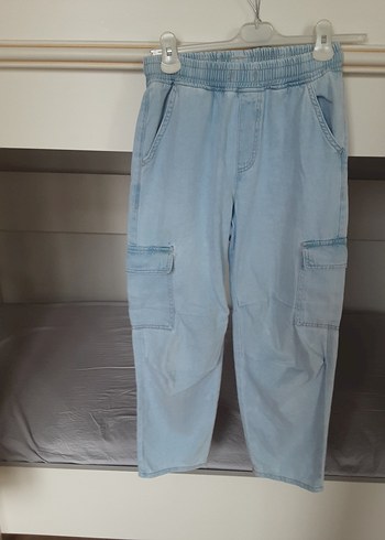 kiz çocuk Açık Mavi Midi Bol Kesim Kot Pantolon - Görsel 2