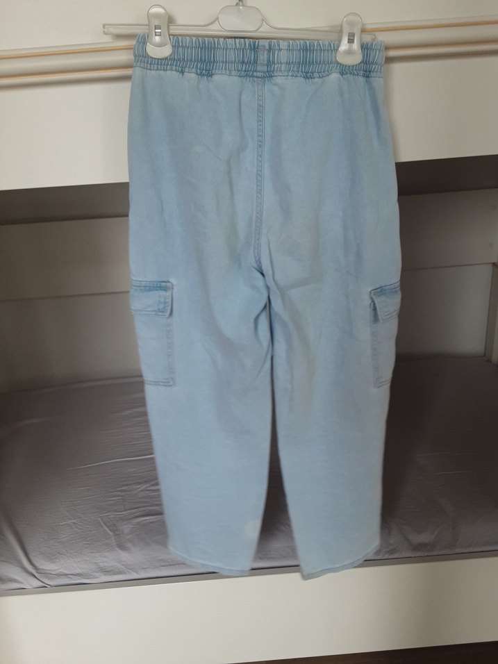 kiz çocuk Açık Mavi Midi Bol Kesim Kot Pantolon - Görsel 5