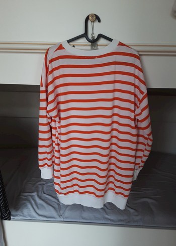 Kırmızı Çizgili Kadın Pamuklu Kazak - Görsel 4