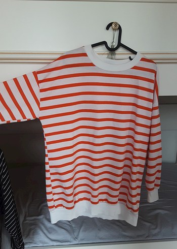 Kırmızı Çizgili Kadın Pamuklu Kazak - Görsel 2