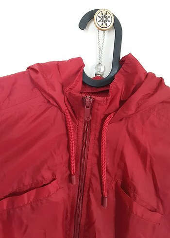 Kadın Kırmızı Fermuarlı yağmurluk - Görsel 5