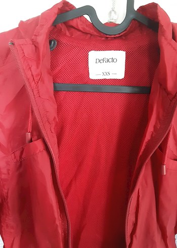 Kadın Kırmızı Fermuarlı yağmurluk - Görsel 8