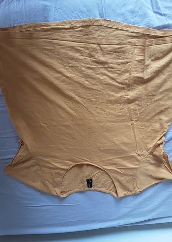 Bej Keten Kadın Tişört, Kısa Kollu, Salaş - Görsel 2