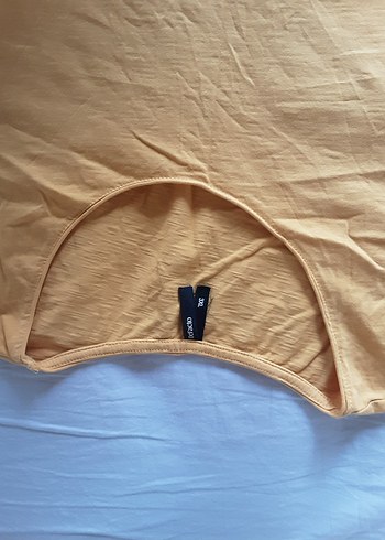 Bej Keten Kadın Tişört, Kısa Kollu, Salaş - Görsel 3