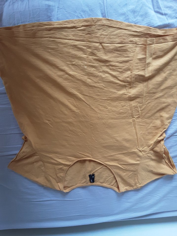 Bej Keten Kadın Tişört, Kısa Kollu, Salaş - Görsel 2