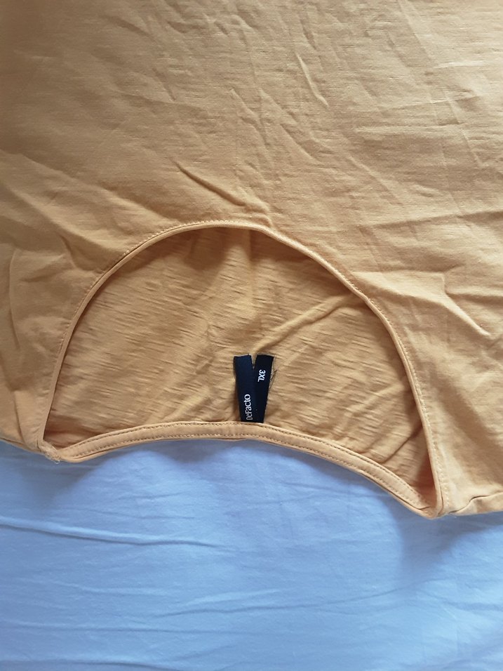 Bej Keten Kadın Tişört, Kısa Kollu, Salaş - Görsel 3