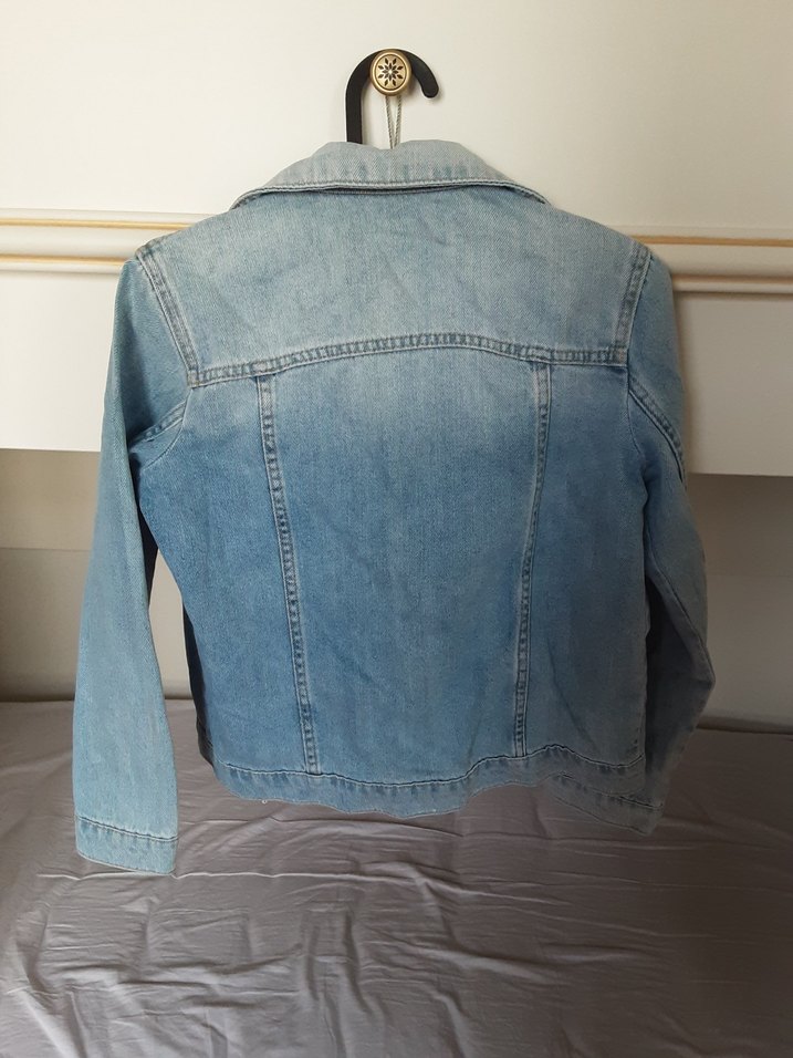 Düğmeli Mavi Kadın Denim Ceket - Görsel 4