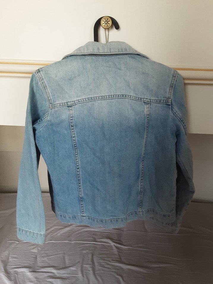 Düğmeli Mavi Kadın Denim Ceket - Görsel 3