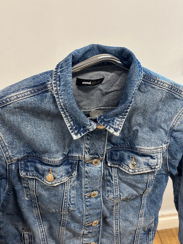 Kadın Mavi Düğmeli Denim Ceket - Görsel 2