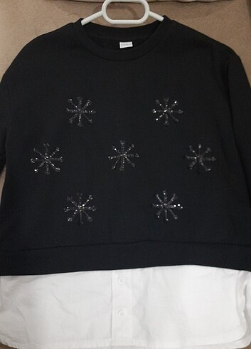 11-12 Yaş Beden siyah Renk Sweatshirt 