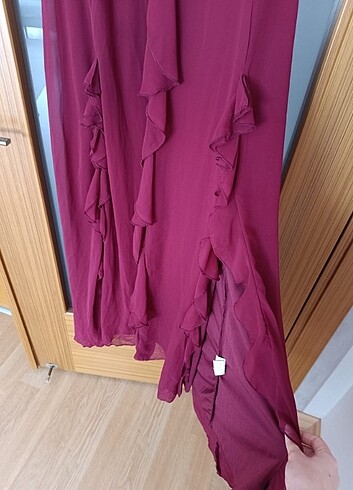 36 Beden bordo Renk bordo uzun elbise