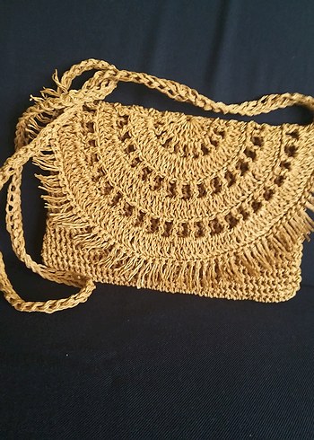 Zara Püsküllü kagit ipten Örgü Kadın Portföy Çanta